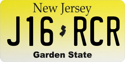 NJ license plate J16RCR