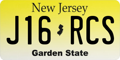 NJ license plate J16RCS
