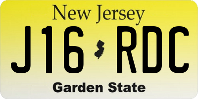 NJ license plate J16RDC