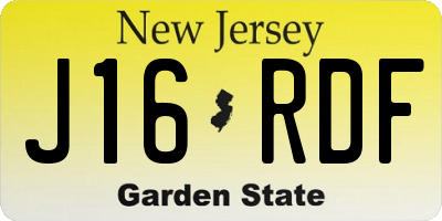 NJ license plate J16RDF