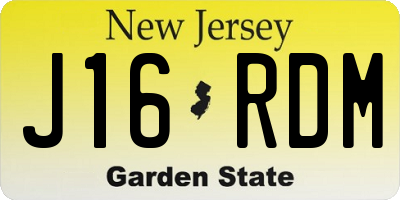 NJ license plate J16RDM