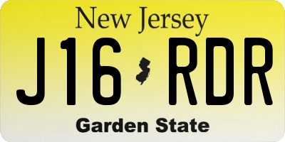 NJ license plate J16RDR