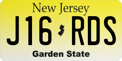 NJ license plate J16RDS
