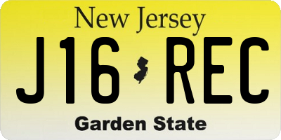 NJ license plate J16REC
