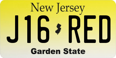 NJ license plate J16RED