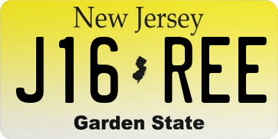 NJ license plate J16REE
