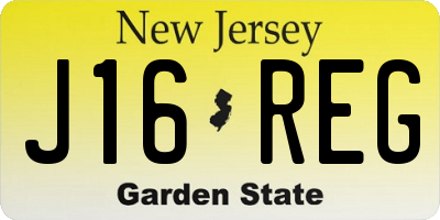 NJ license plate J16REG