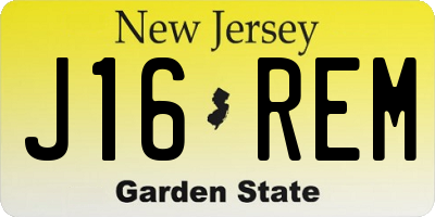 NJ license plate J16REM