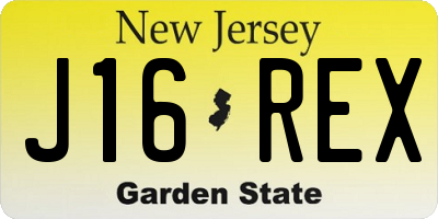 NJ license plate J16REX