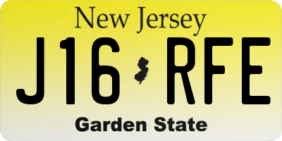NJ license plate J16RFE
