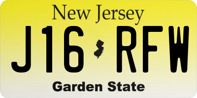 NJ license plate J16RFW