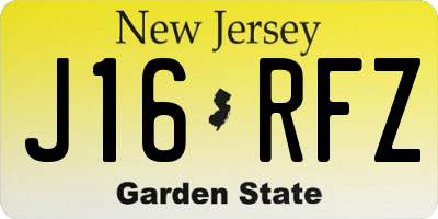 NJ license plate J16RFZ