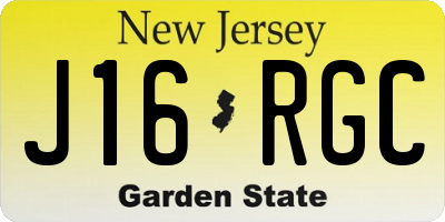 NJ license plate J16RGC