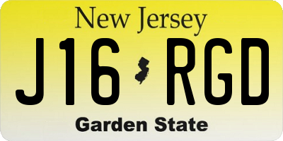 NJ license plate J16RGD
