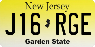 NJ license plate J16RGE