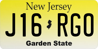 NJ license plate J16RGO