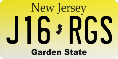 NJ license plate J16RGS