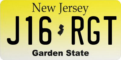 NJ license plate J16RGT