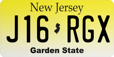 NJ license plate J16RGX