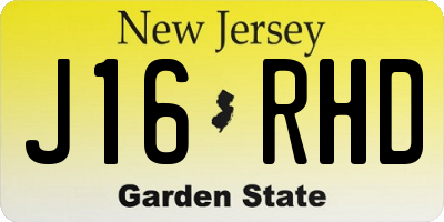 NJ license plate J16RHD