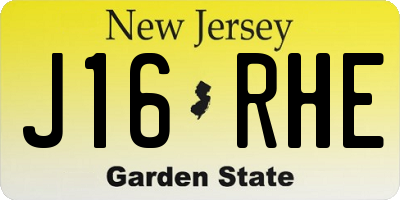 NJ license plate J16RHE