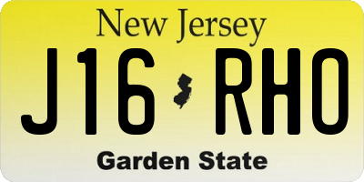 NJ license plate J16RHO