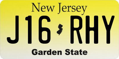 NJ license plate J16RHY