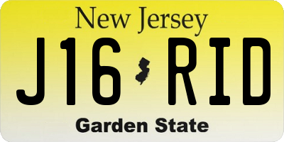 NJ license plate J16RID