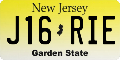 NJ license plate J16RIE