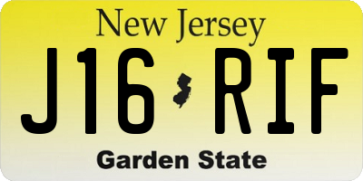 NJ license plate J16RIF
