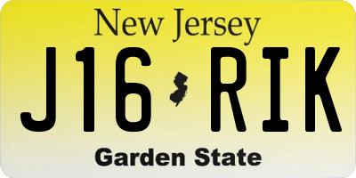 NJ license plate J16RIK