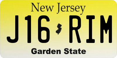 NJ license plate J16RIM