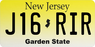 NJ license plate J16RIR