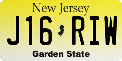 NJ license plate J16RIW