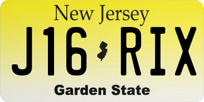 NJ license plate J16RIX