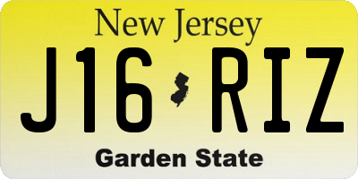 NJ license plate J16RIZ