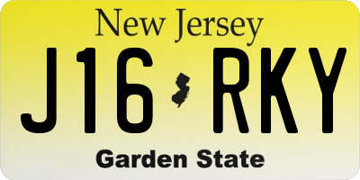 NJ license plate J16RKY