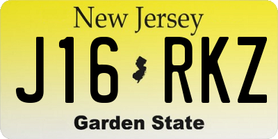 NJ license plate J16RKZ