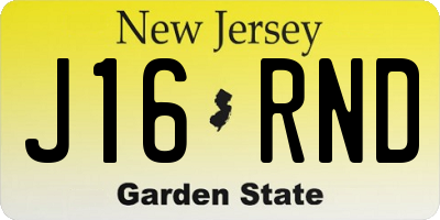 NJ license plate J16RND