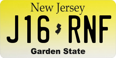 NJ license plate J16RNF