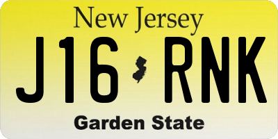 NJ license plate J16RNK