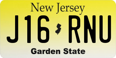 NJ license plate J16RNU