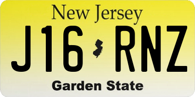 NJ license plate J16RNZ