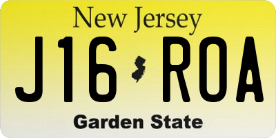 NJ license plate J16ROA