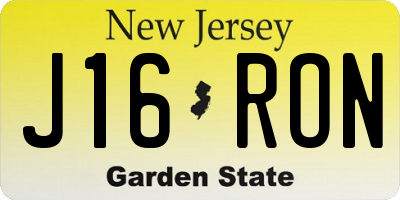 NJ license plate J16RON