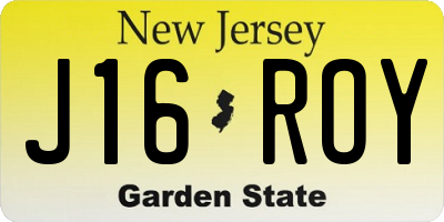NJ license plate J16ROY