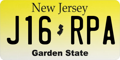 NJ license plate J16RPA