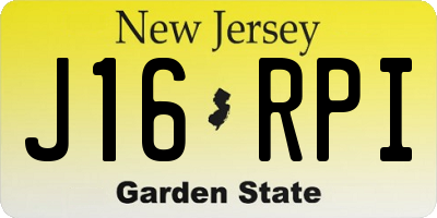 NJ license plate J16RPI
