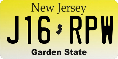 NJ license plate J16RPW