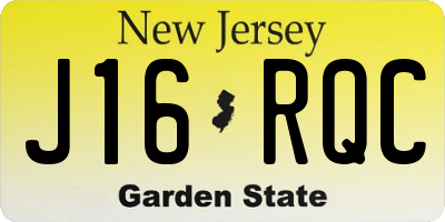 NJ license plate J16RQC